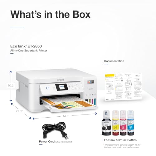 Epson EcoTank ET-2850 4800x1200 Inkjet Color Printer 10.5ppm All-in-One