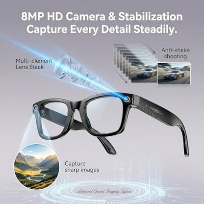 MNVOEQ Smart Glasses 3840 x 2160 Resolution Black Modern Wearable Tech