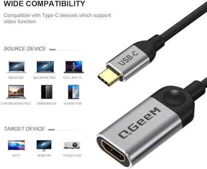 QGeeM USB C to HDMI Adapter XCHF02 4K 30Hz Gray