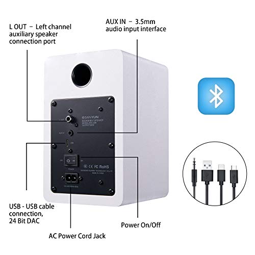 Sanyun SW208 3" Active Stereo Bookshelf Speakers - 60W Power, Bluetooth 5.0 Connectivity, 2.0 Audio System