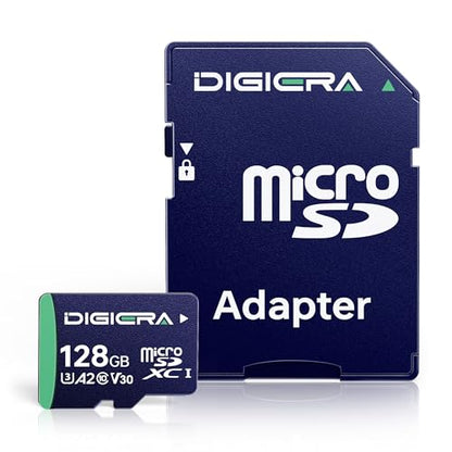DIGIERA 128GB DGCT100 Micro SDXC Memory Card - Up to 100MB/s Read, 40MB/s Write, Class 10, V30