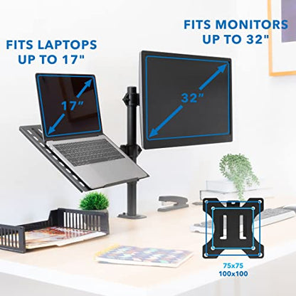 Mount-It! Laptop Desk Mount MI-1772B Tabletop Mount Adjustable Laptop and Monitor Stand