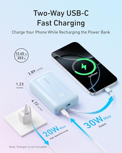 Anker 20,000mAh A1688 Power Bank USB Type C 30W 3 Ports Rechargeable Battery