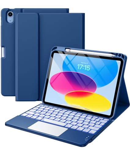 Harvopu iPad Case with Keyboard A2696/A2757/A2777 2022 10.9 Inches 11th Gen 2025 Model Soft Leather Modern Design