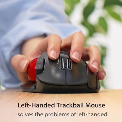 ELECOM M-XT4DRBK-G Wireless Optical Trackball Mouse, 6 Buttons, 1500 DPI, Left Handed, Ergonomic