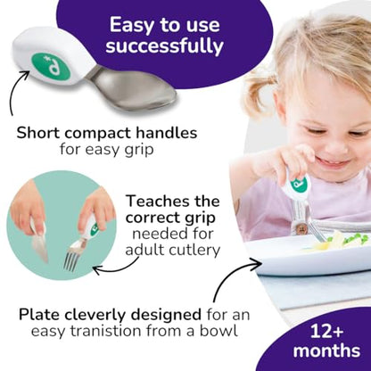 doddl 2 Pieces DOD004 Utensil Set for Toddler Self-Feeding - Stainless Steel