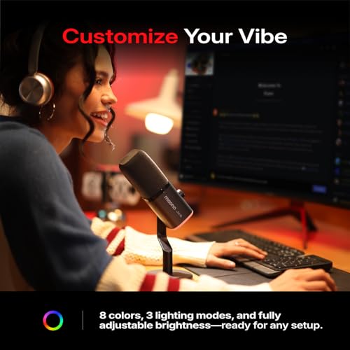 MAONO PD100W Wireless Dynamic Microphone USB Type-A & Type-C Connectivity 82dB Signal-to-Noise Ratio Unidirectional