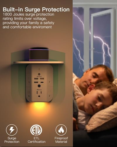 Mifaso 9 Outlet Surge Protector Power Strip with Mounting Capability Model MFS54CT
