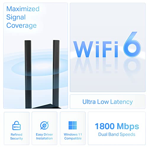 TP-Link 6.15" x 3.31" x 0.76" Archer TX20U Plus WiFi Adapter 1800 Mbps USB 2.0/3.0