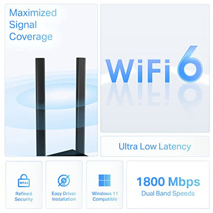TP-Link 6.15" x 3.31" x 0.76" Archer TX20U Plus WiFi Adapter 1800 Mbps USB 2.0/3.0