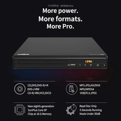 MAITE DVD Player MTDVD-10PRO 1920x1080 Region Free HDMI AV Output 2-Channel Stereo