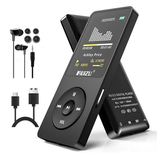 RUIZU 64GB X02 MP3 Player Portable Music Device with FM Radio, Voice Recorder, Video Playback, Bluetooth 5.3, LCD Display