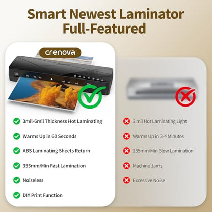 Crenova 13 Inch Laminator Model 2023 Dual-Roller Office Document Laminator