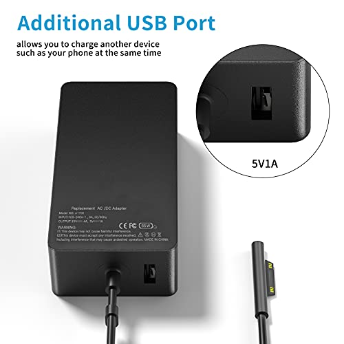 Runpower 65W Laptop Charger for Microsoft Surface Pro 10/9/8/7/6/5/4/3/X, Surface Laptop 5/4/3/2/1, Surface Book 3/2/1, Surface Go 3/2/1
