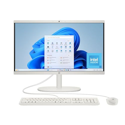 HP 21.45 inch All-in-One Desktop PC, 1920x1080, Intel N200, 8GB DDR5, 512GB PCIe SSD, Windows 11 Home, Cashmere White, Model B9KP6AA#ABA