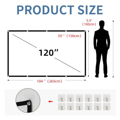 HUANYINGBJB 120 inches Manual Matte Projection Screen, Wall Mount, Polyester