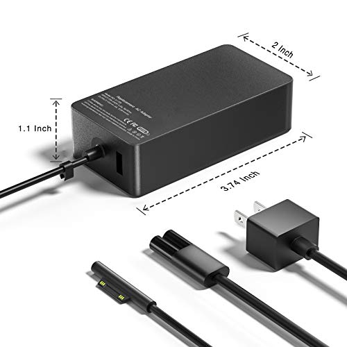 Runpower 65W Laptop Charger for Microsoft Surface Pro 10/9/8/7/6/5/4/3/X, Surface Laptop 5/4/3/2/1, Surface Book 3/2/1, Surface Go 3/2/1