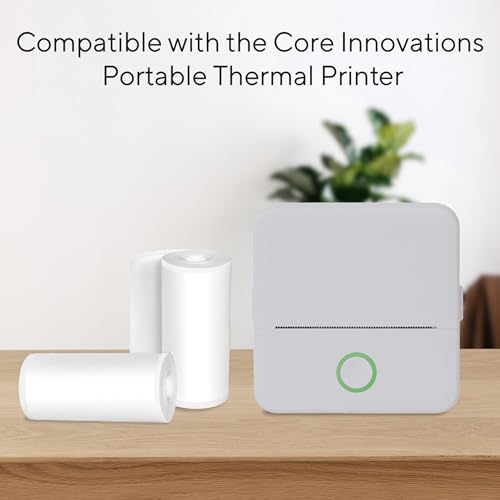 Core Innovations 2.18" x 9.85" (adhesive) / 2.18" x 18.86" (non-adhesive) Thermal Printer Paper 20lb 5 Count
