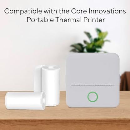 Core Innovations 2.18" x 9.85" (adhesive) / 2.18" x 18.86" (non-adhesive) Thermal Printer Paper 20lb 5 Count