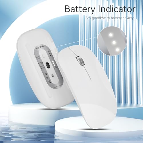 TENMOS M18-WH Bluetooth Wireless Mouse USB C 2.4G Optical 68g