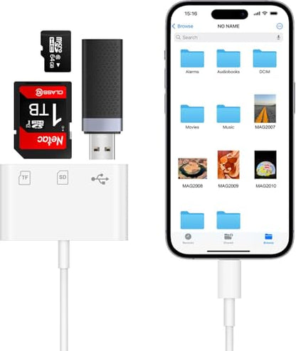 MOKEMAKE SD Card Reader PGDKQ-3 Lightning Connectivity, 2 Slots, 480 Mbps