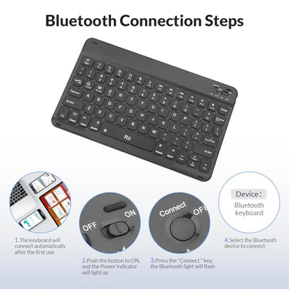 Rii RK302 Bluetooth Keyboard, 78-Key Wireless Slim Design for iPad, Android, Samsung, Windows, Mac, Linux, Tablets & Laptops