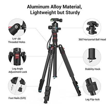 SMALLRIG 71 Inches 15551 Aluminum Tripod/Monopod 33lb Capacity Adjustable Height
