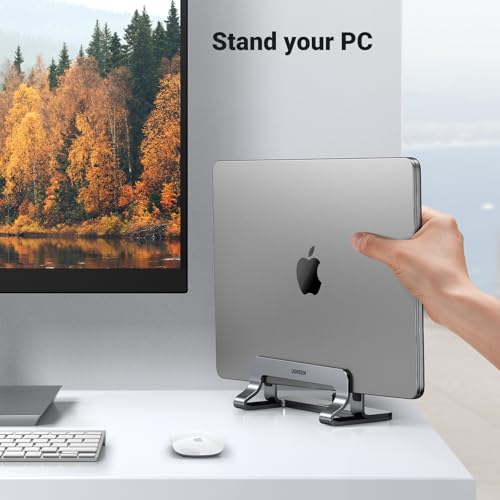 UGREEN 1 Unit Vertical Laptop Stand Model 20471 Aluminum Adjustable Tabletop Silver Gray