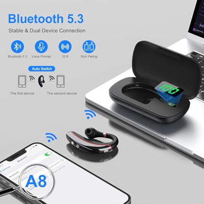 SneKa A8 Bluetooth Headset, In-Ear, Wireless, Adaptive Noise Cancellation, Red