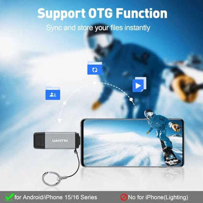 UANTIN 2-Slot SD/MicroSD Card Reader USB Type A, USB Type C 5Gbps Data Transfer Rate Grey