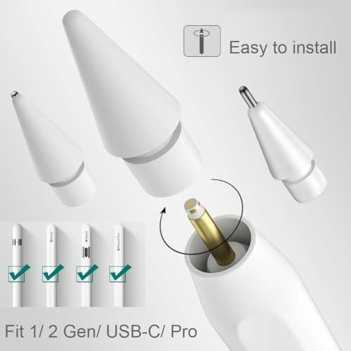 SIXFU Apple Pencil Tip Set 4 Pack Compatible with Apple Pencil 1st/2nd Generation and USB-C