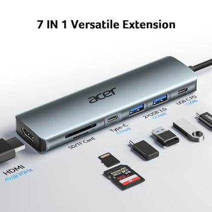 Acer 5.1" 7-Ports ODK360 USB-C Hub 4K HDMI 100W PD Aluminum