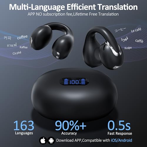 IAMJOY 2.6 x 2 x 1.2 in CT28 AI Language Translation Earbuds for Educational Use