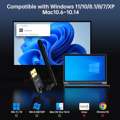 EDUP 3.9"x1.1"x0.63" USB WiFi Adapter FBA_EDUP-EP-1607 AC600 Dual Band 2.4G/5.8Ghz