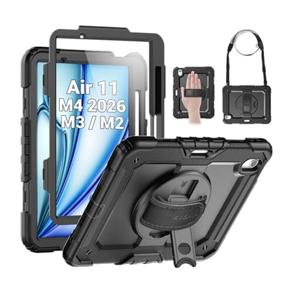 SEYMAC iPad Air 11 Inch Case A3460/A3463/A3266/A3267/A3270/A2902/A2903/A2904, Heavy Duty, Hybrid Polycarbonate, Silicone, Black