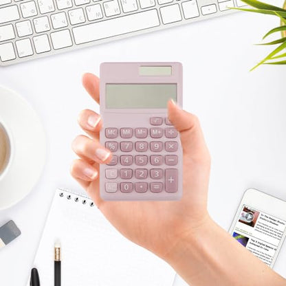 Yritioa 4.72" MN-C-pink LCD 8-Digit Solar Powered Basic Business Calculator