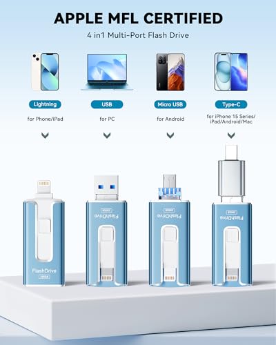 SUDEHO 256GB USB Flash Drive SUD2518 Lightning USB Type A USB Type C