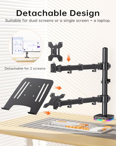 H&C 13-32" KHUS-M074-RGB Monitor & Laptop Mount, 1 Count, Adjustable, 18 lbs Capacity, VESA 75x75/100x100