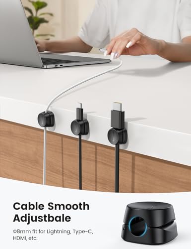 Lamicall 6-Pack STRK02-MX-B-6 Self-Adhesive Cord Organizer Clips - Black - Compact Design for Desk or Wall