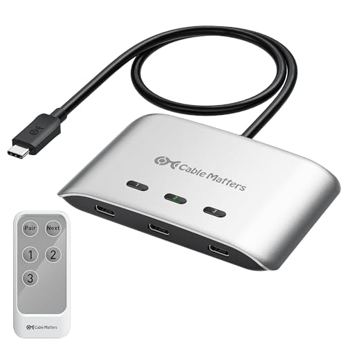 Cable Matters 201343 5A 28V Normally Open USB-C Solid-State KVM Switch Remote Control 3-way Tabletop Circuit