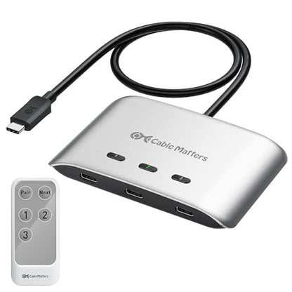Cable Matters 201343 5A 28V Normally Open USB-C Solid-State KVM Switch Remote Control 3-way Tabletop Circuit