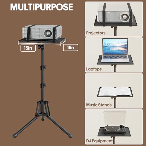 KOOV Projector Stand 20-61" Adjustable Height Metal Tripod with Mouse Tray