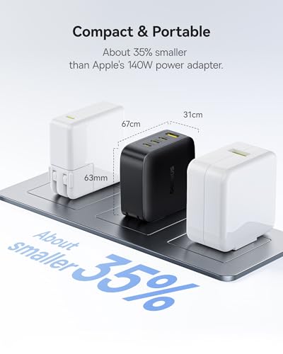 Baseus 140W E0121K USB Type C Charger, PPS Fast Charging, 4 USB Ports