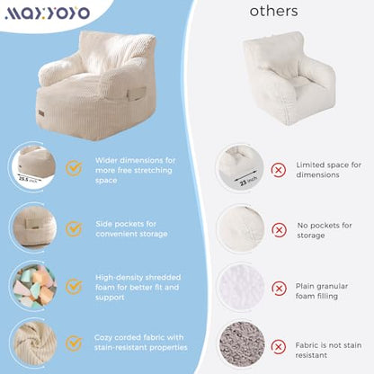 MAXYOYO Kids Bean Bag Chair, Model K01-BE, Beige
