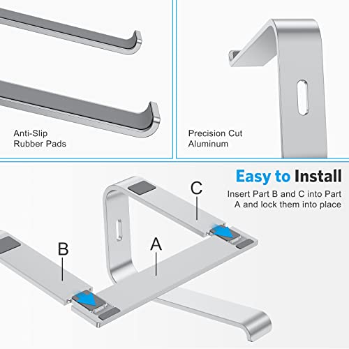 OMOTON 10-16 inch Laptop Stand TM-L2-Silver-US Aluminum Ergonomic Desk Mount