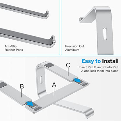 OMOTON 10-16 inch Laptop Stand TM-L2-Silver-US Aluminum Ergonomic Desk Mount