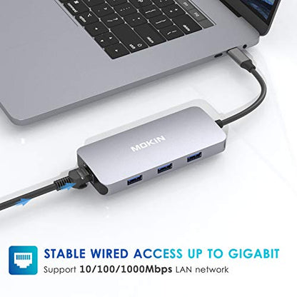 MOKiN UC0501 Ethernet USB Hub 9 Ports Aluminum Gray