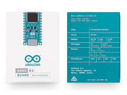 Arduino 1.7" x 0.7" x 0.3" Nano R4 [ABX00143] - Microcontroller Board with 32 KB RAM, 256 KB Memory, 48 MHz Processor, I2C Connectivity