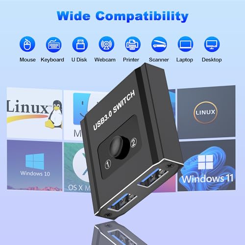 AUKOKIOULA USB 3.0 1A 5V Bi-Directional KVM Switch US-201-005 IP00
