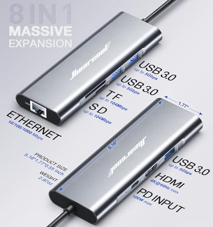 Hiearcool 8-in-1 USB-C Hub UCN3610 4K@60Hz Multiport Adapter